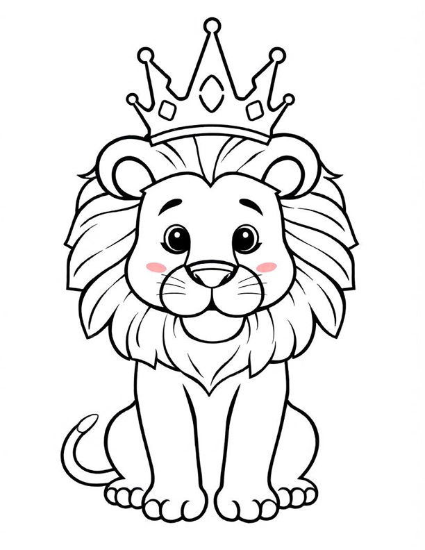 Lion wearing a crown coloring page Lion wearing a crown coloring page